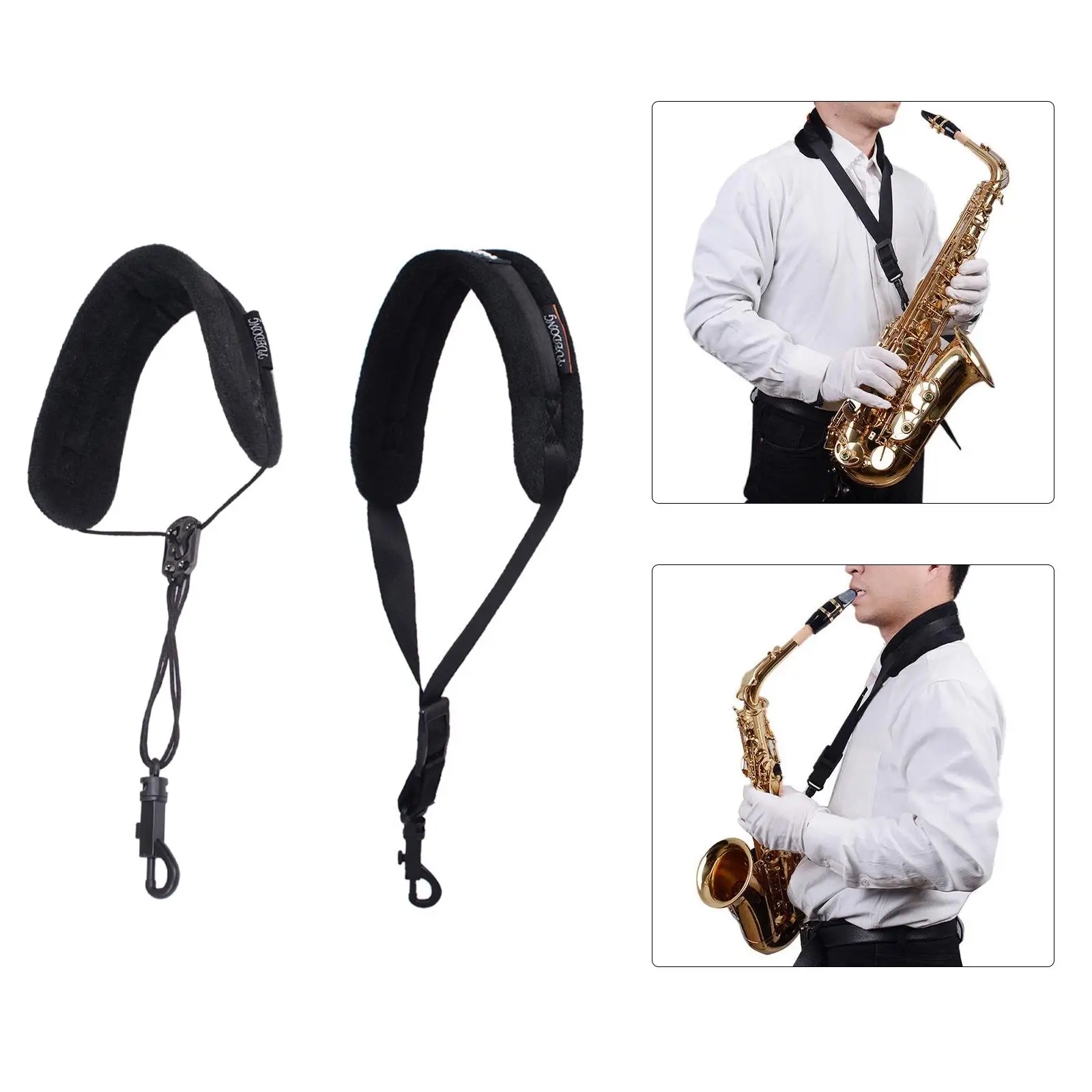 24inch Padded Saxophone Neck Strap with Metal Snap,Adjustable Length Clarinet Neck Strap for Alto Soprano Oboes Baritone