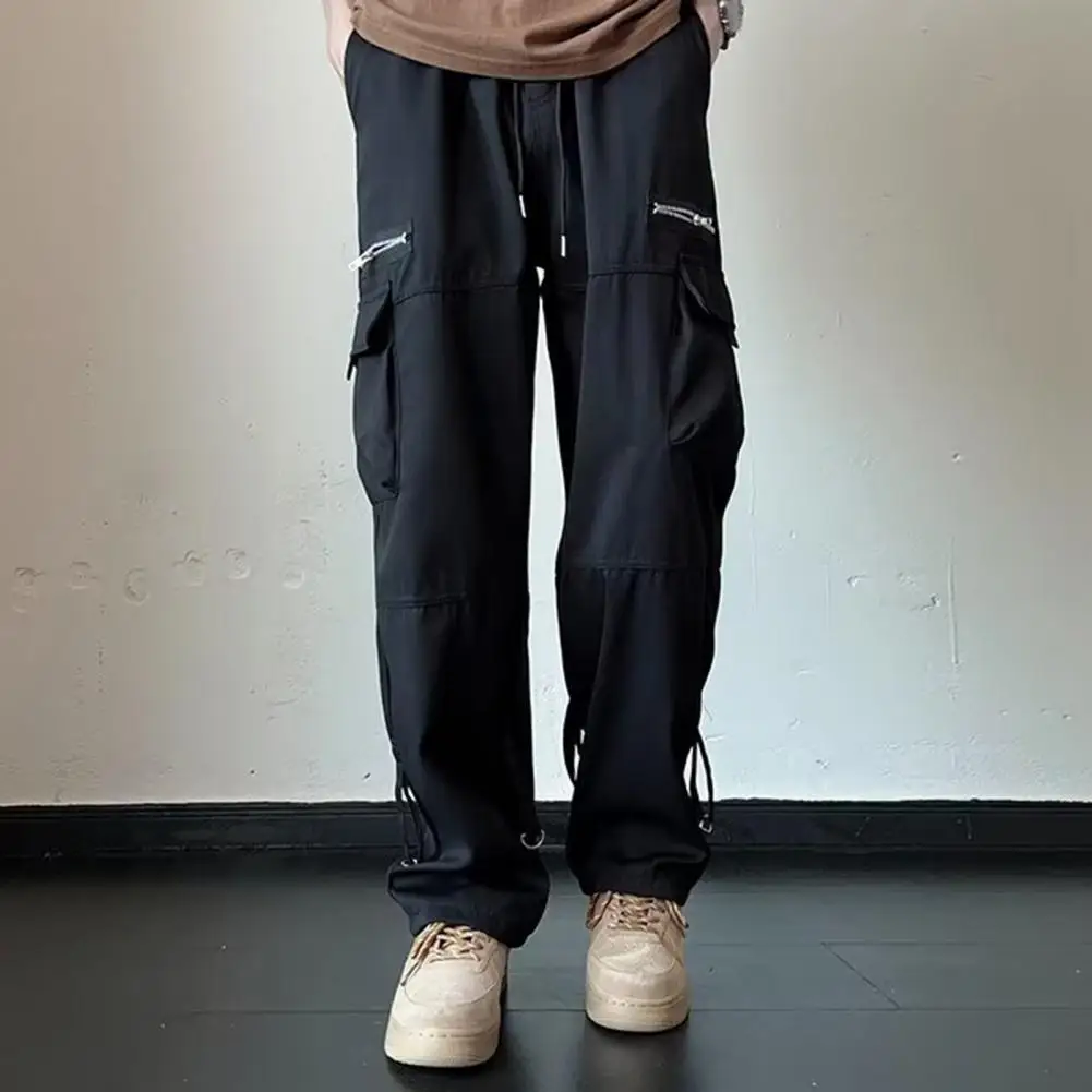 

Sweatpants Men's Wide Leg Cargo Pants with Drawstring Waist Multiple Pockets for Casual Comfort in Spring Summer Fall Men Cargo