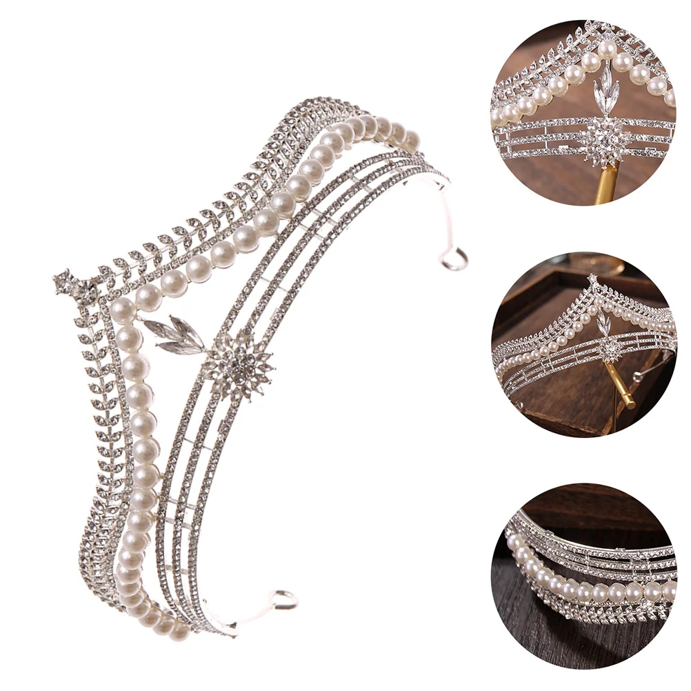 

1 шт., корона с жемчугом и стразами, головной убор невесты, роскошные женские украшения, свадебная декоративная корона, стильная повязка для волос, декор для волос