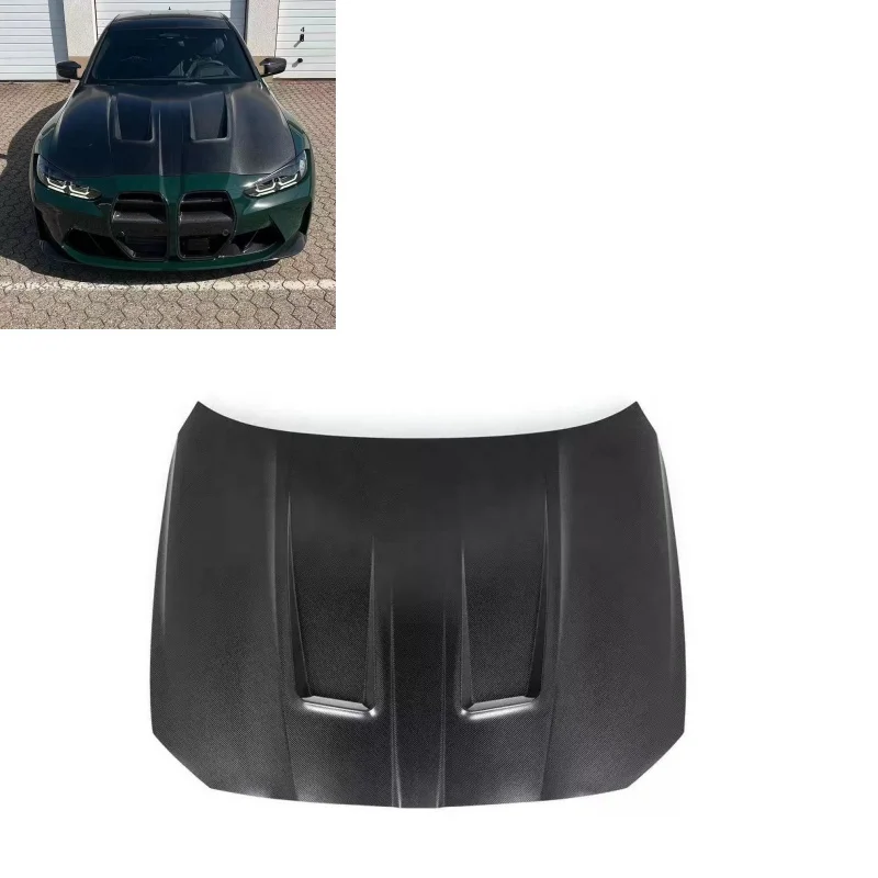 IND Style Dry Carbon Fiber Car Engine Hood Bonnet for BMW G80 M3 G82 M4 2021+ New 2021+ Front Hood Cover Car Accessories Screws