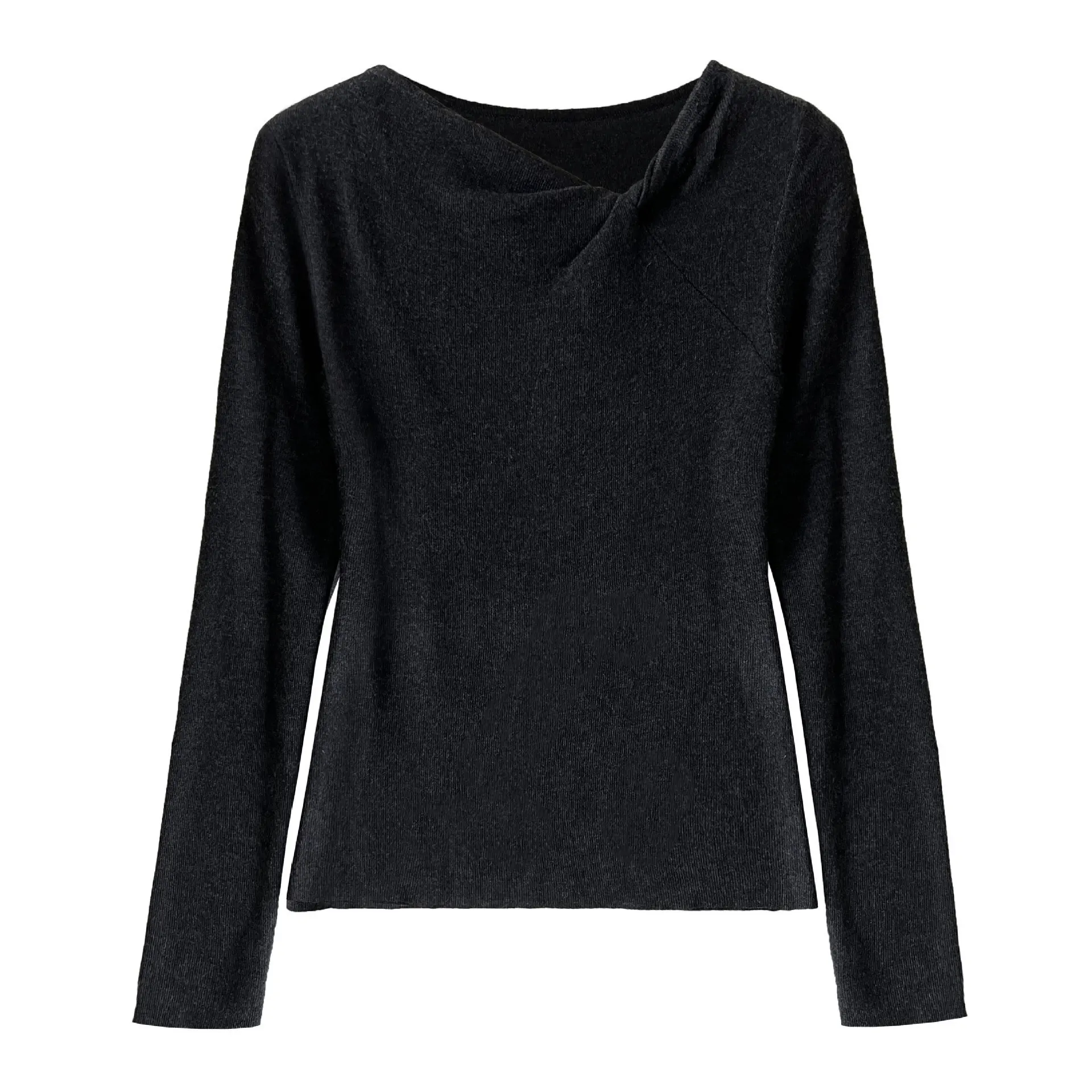 UMI MAO الكورية نمط الصوف الأعلى غير النظامية تويست تصميم فريد المتخصصة محبوك سترة الخريف جديد كم طويل بلايز فام