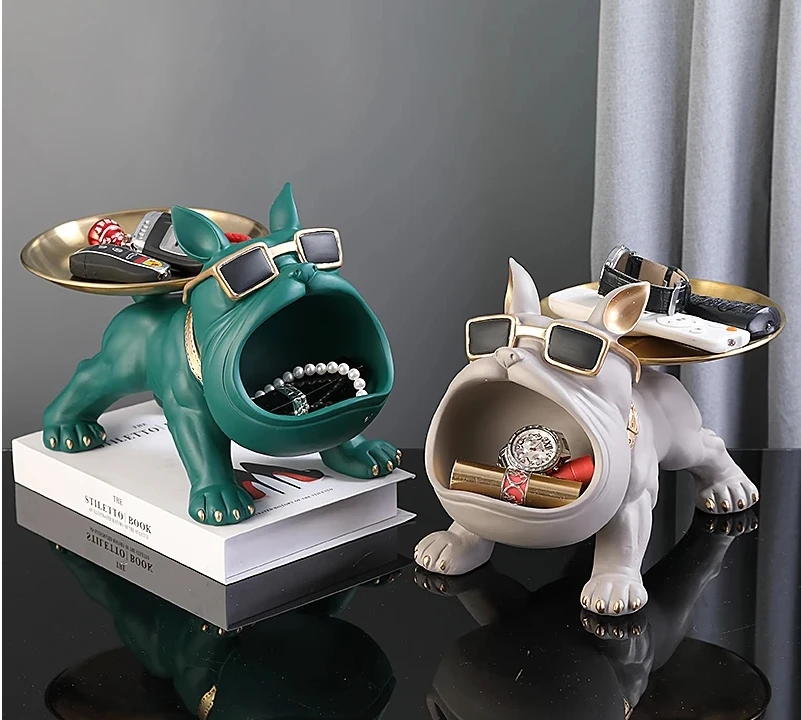 

Home Decor Bulldog Figurine Dog Statue Storage Box Animal Ornament Resin Craft Art Sculpture Figurine Home Puppy Sculpture