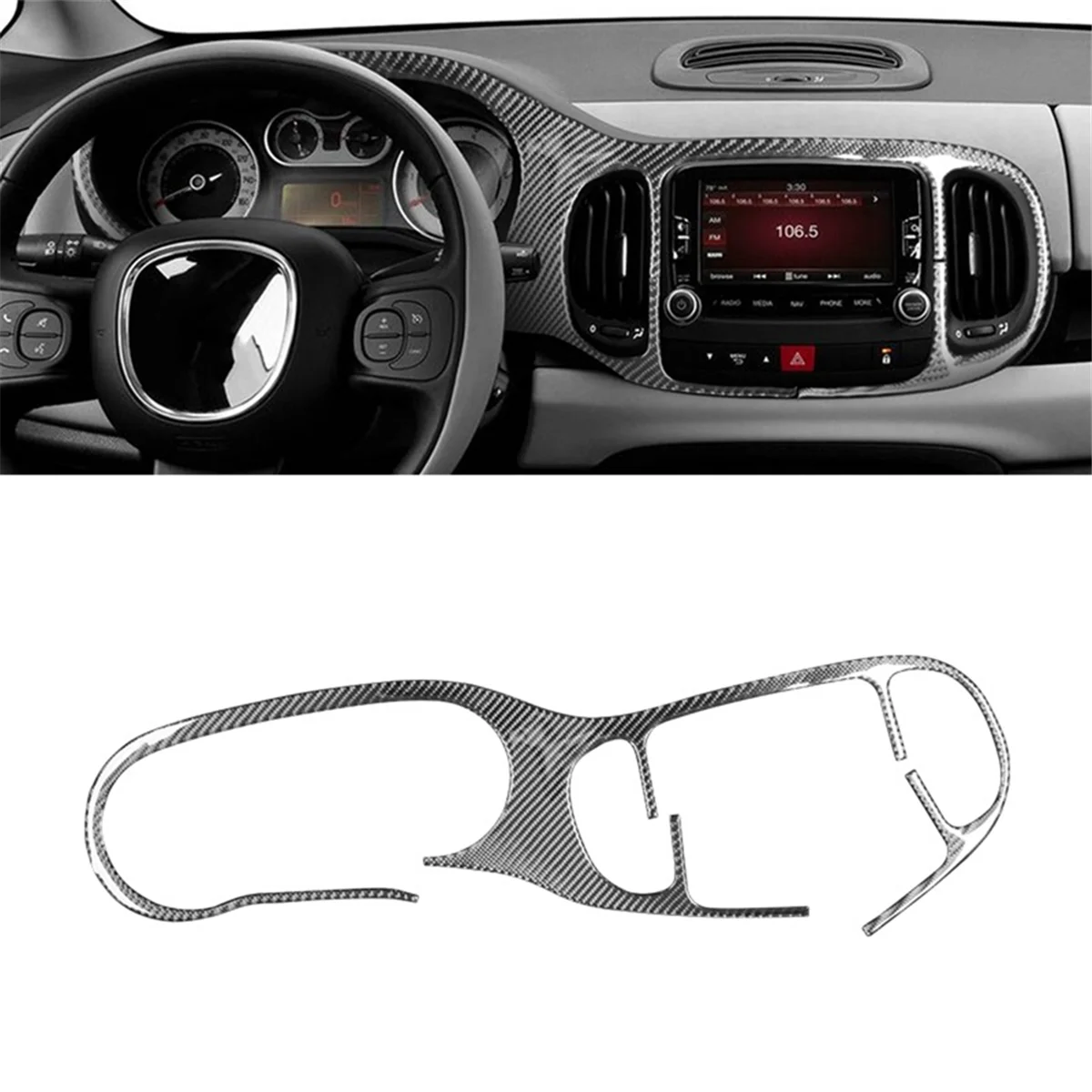 For Fiat 500L 2014-2017 Soft Carbon Fiber Car Central Control Instrument Panel Dashboard Cover Trim Sticker Accessories