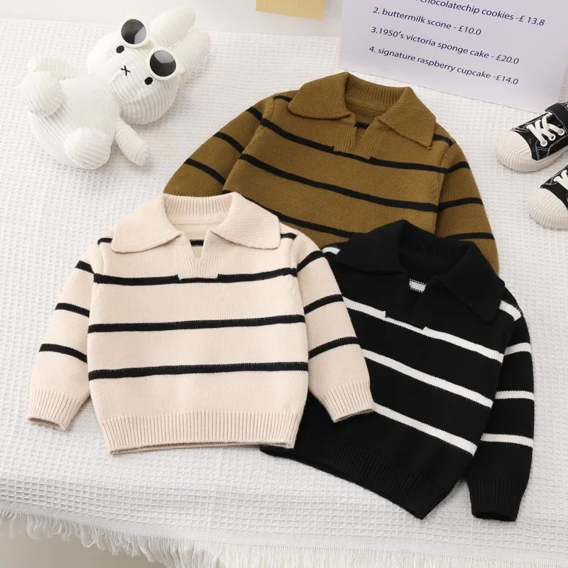

Playful Korean Sweater for Boys, Print Preschooler Top, Snug Fleece Pullover for Spring Autumn
