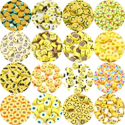 20/50/100pcs Yellow Polymer Clay Beads Mixed Clay Loose Beads For Jewelry Making Diy Bracelet Earrings Keychain Accessories