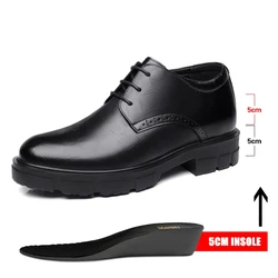 Aumentar sapatos de salto alto para homens, sapatos pretos, sapatos formais de couro de escritório, sapatos elegantes para elevador de negócios, 8 10cm