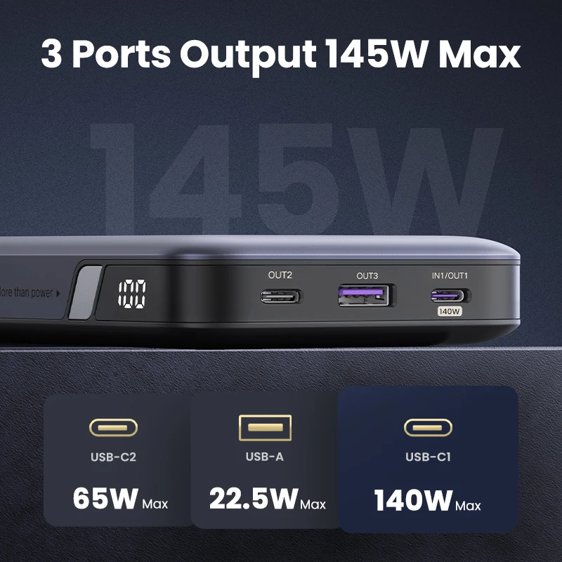 UGREEN PD 145W 빠른 충전 전원 은행 Macbook Pro iPhone Xiaomi 노트북 컴퓨터 100W 용 25000mAh 휴대용 PowerBank