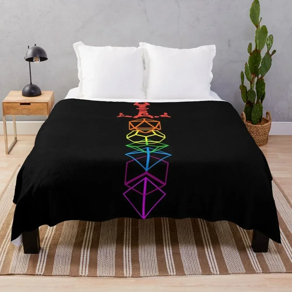 Dice Sword Rainbow Tabletop RPG Gaming Throw Blanket Soft Solid Color Blanket for Couch Bed