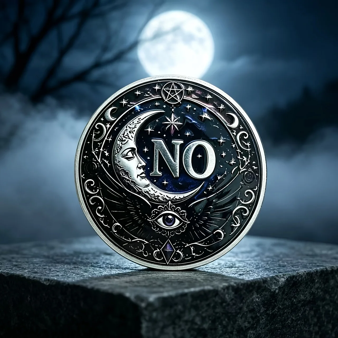 4/2 Pieces Sun and Moon Yes No Silver Decision-Making Coins, Vintage Tarot Decision-Making Coins, Sun and Moon Wish-Making Metal Commemorative Coins, Divination, Collection, Decoration, Gift, Ornament