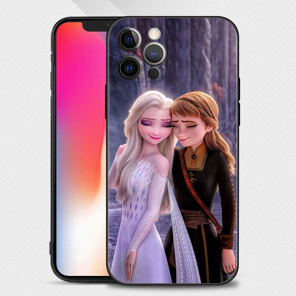 Phone Case For Apple iPhone 15 14 13 12 11 Pro Max Mini XS XR X 7 8 Plus 5 5S Cover Snow Queen Elsa And Anna Princess Shell