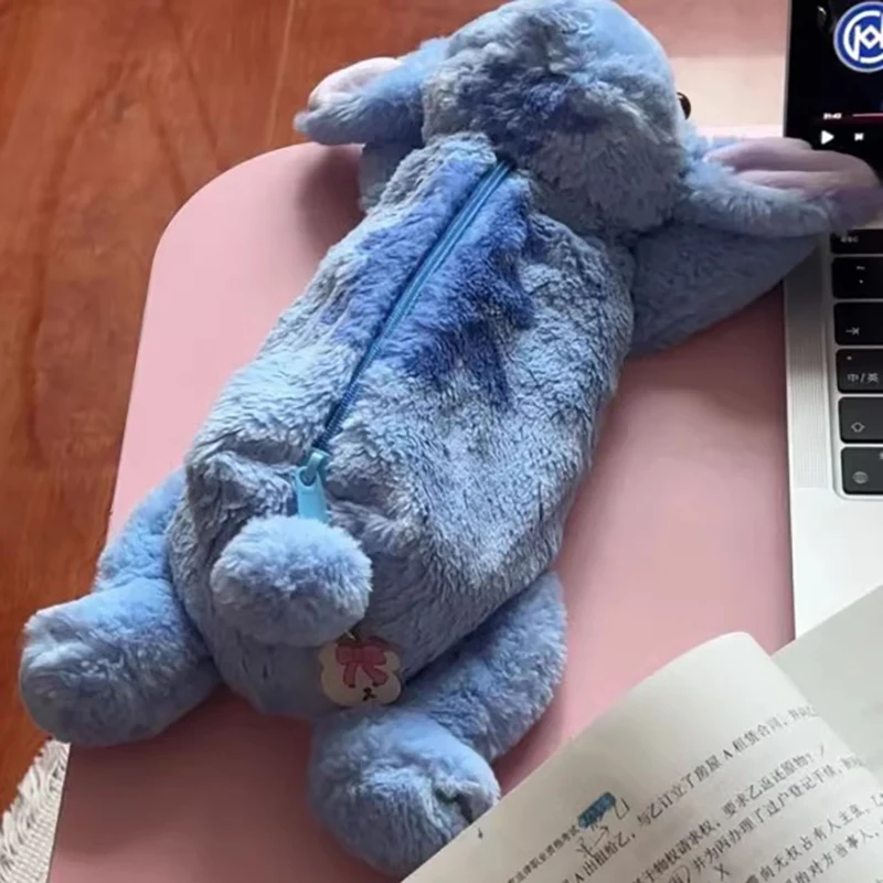 Disney Stitch pluszowy piórnik dla studentów Kawaii o dużej pojemności pokrowiec na ołówki piórnik przybory szkolne magazyn materiałów