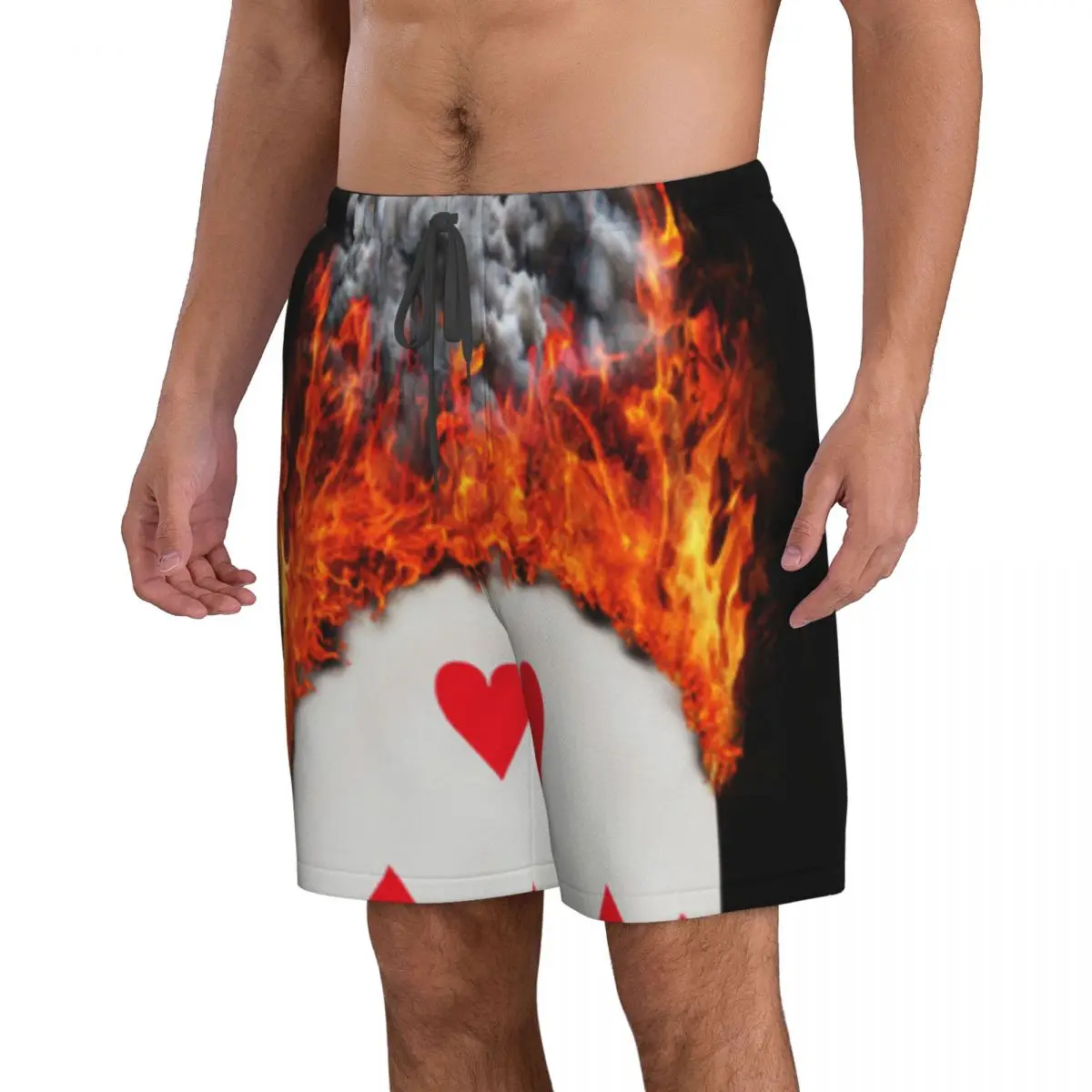 Men's Swimming Shorts Playing Card With Fire And Smoke Trunks Beach Wear