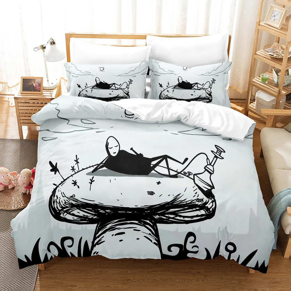 

Super Soft Microfiber Fabric Winter Duvet Cover Set Art,Print Love Flame,Fingerprints,Feathers,Mushrooms Warm Bed Linen Set Full