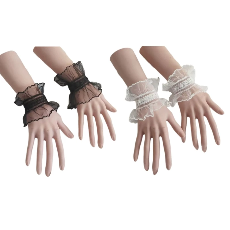 Faux poignets plissés à manches évasées, chemises couleur blanche noire, accessoires décoratifs pour vêtements, poignet