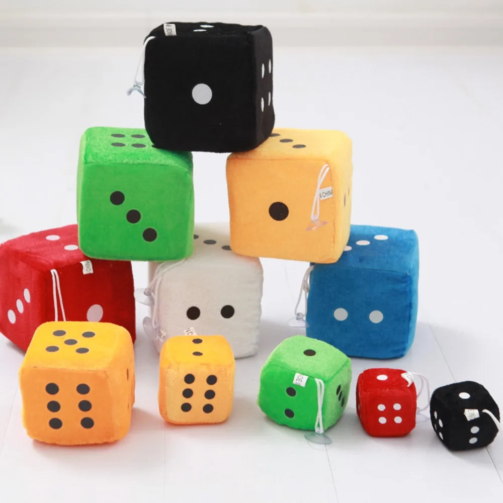 

New 10x10x10cm Plush Dice Toy with Sucker Wall Hanging Plush Ornaments Decompression Multicolor Cartoon Dice Home