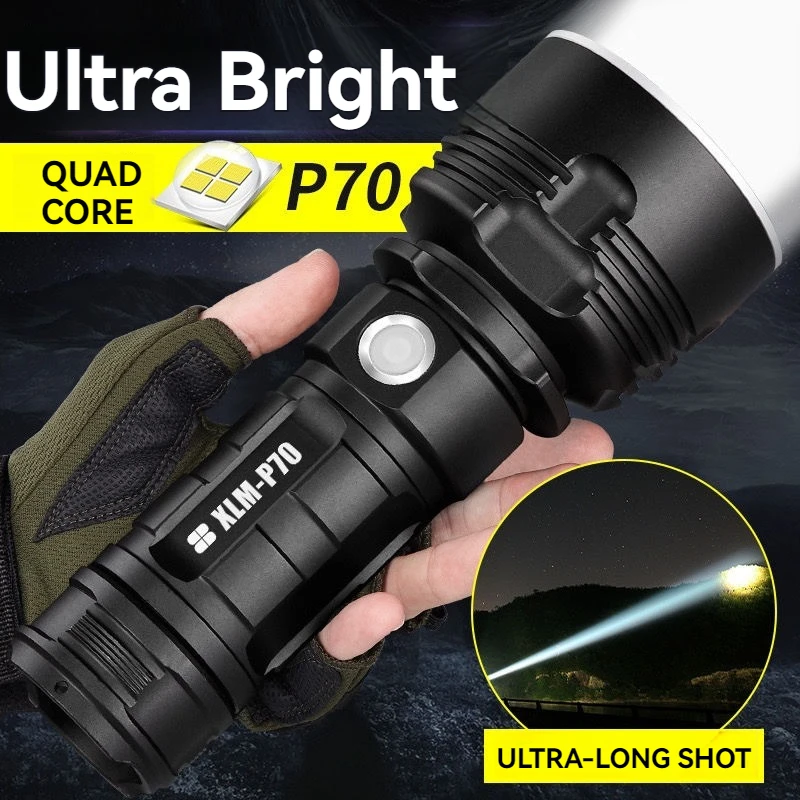 

High Power XHP70 LED Flashlight Tactical Torch USB Rechargeable Lantern Waterproof Lamp Ultra Bright Lantern For Camping Outdoor
