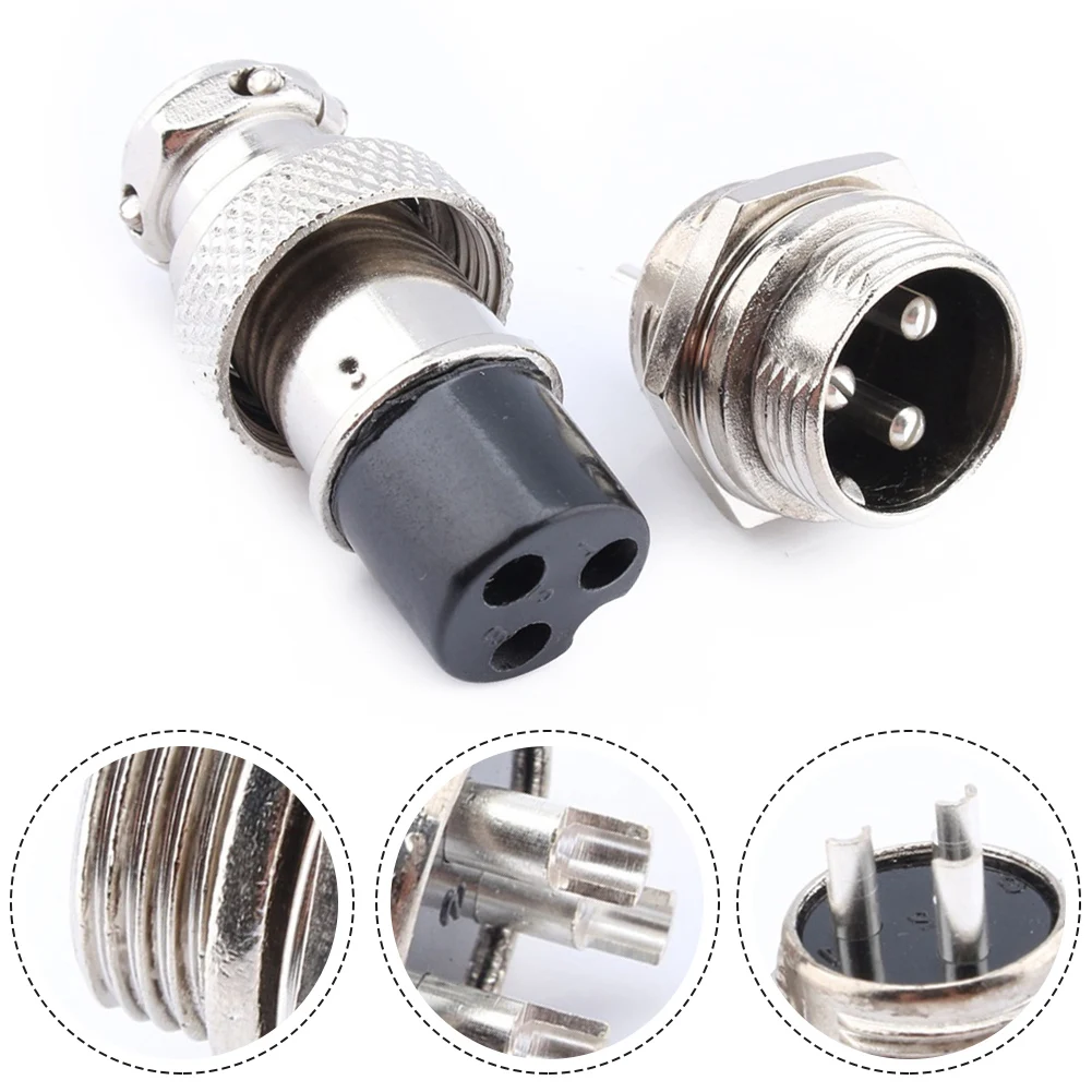 Male-Female Connector GX16 Aviation Socket 3-pin Screw-type Aviation Electrical Socket Connector Wire Harness Panel