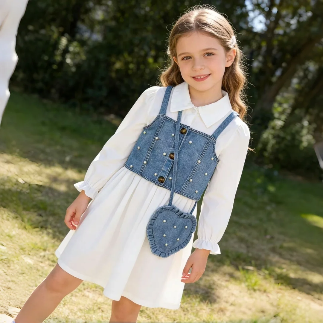 

Детские летние наряды для девочек. Элегантное женское платье с объемными рукавами. Платья средней длины для девочек. Сплошной цвет для повседневной носки. 4, 5, 6, 7 лет.