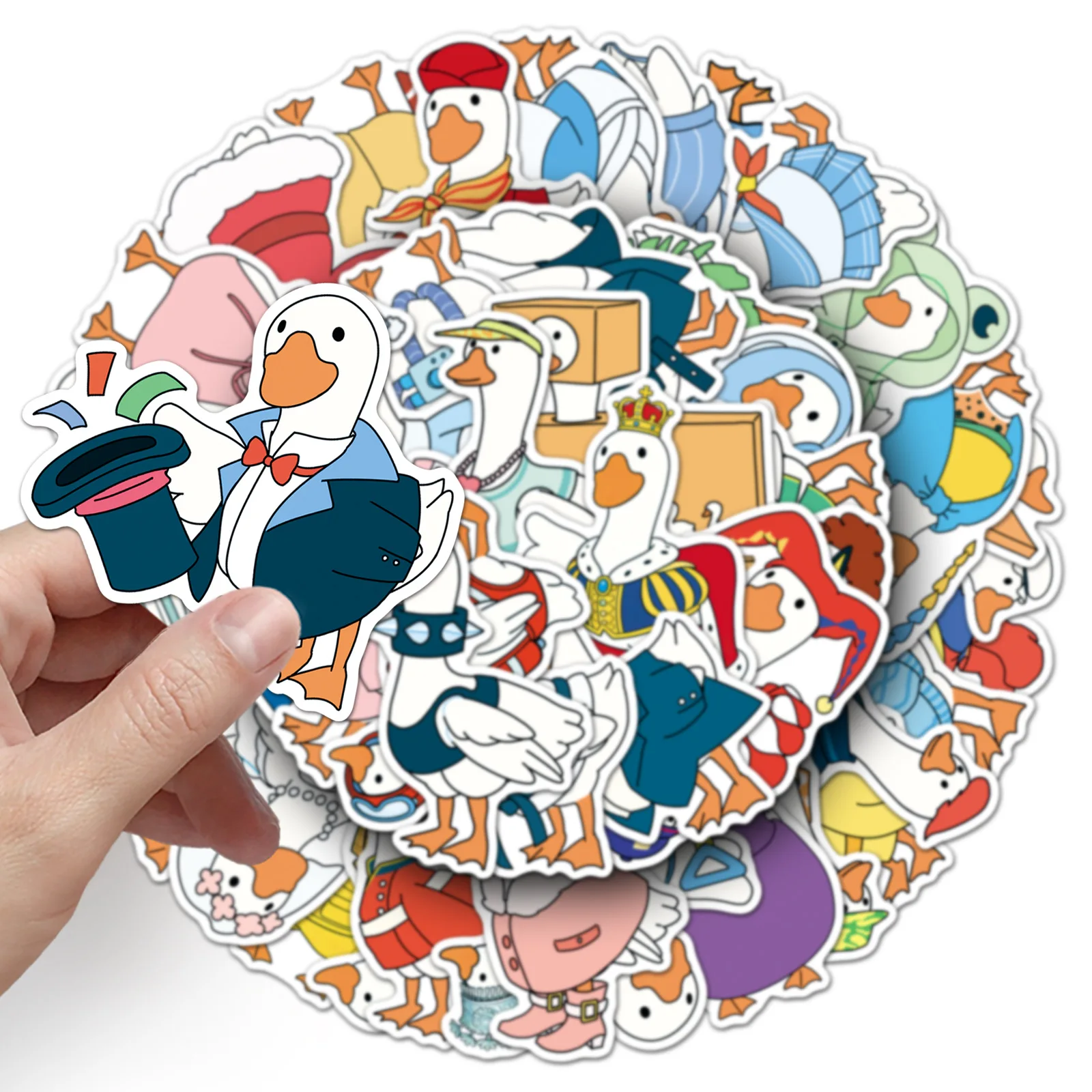 50PCS Cute White Goose Dress Up Sticker Creative Decoration Mobile Phone Case Notebook Water Cup DIY Graffiti Skateboard Gifts