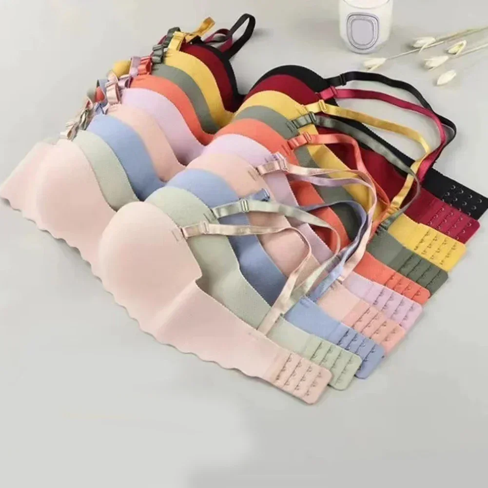 เซ็กซี่ Bras Push Up ชุดชั้นในสตรีสีทึบไร้สายชุดชั้นในรวบรวมสายรัด Brassiere