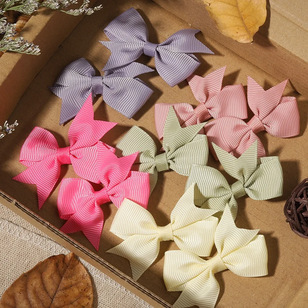 

Набор из 10 заколок для волос для девочек, однотонные банты, для повседневных образов детей и малышей, милые, очаровательные заколки-бабочки