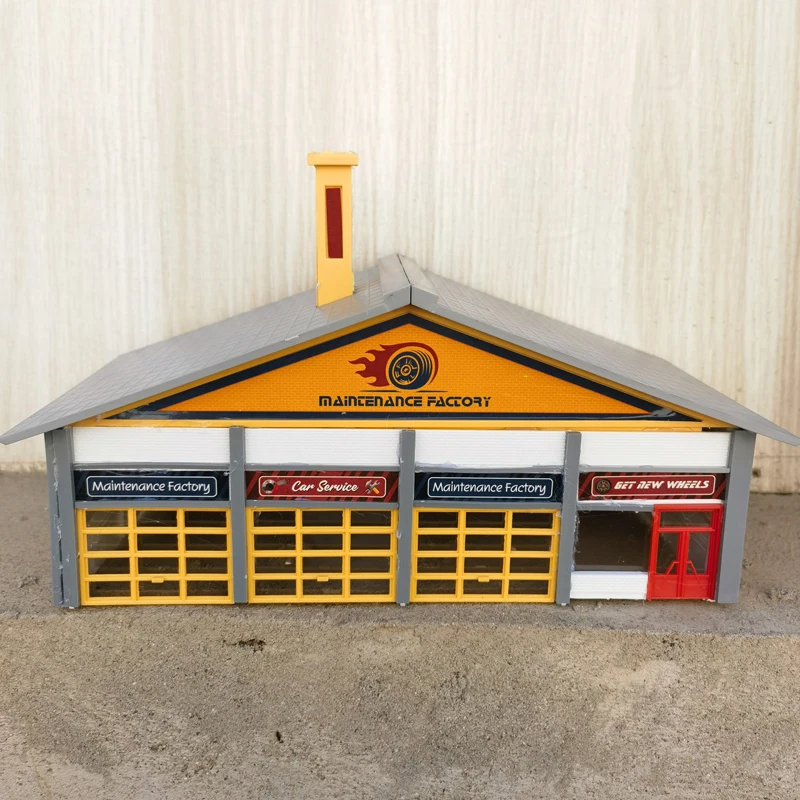 1/87 Ho Scale Architectural Model Garage Miniature Model Gas Station Buliding Decoration Scale Model Train Railway Layout