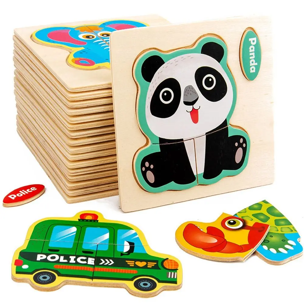 

Baby 3D Wooden Puzzle Toy Cartoon Animal Traffic Jigsaw Early Education Toys Learning Cognition Children Gift