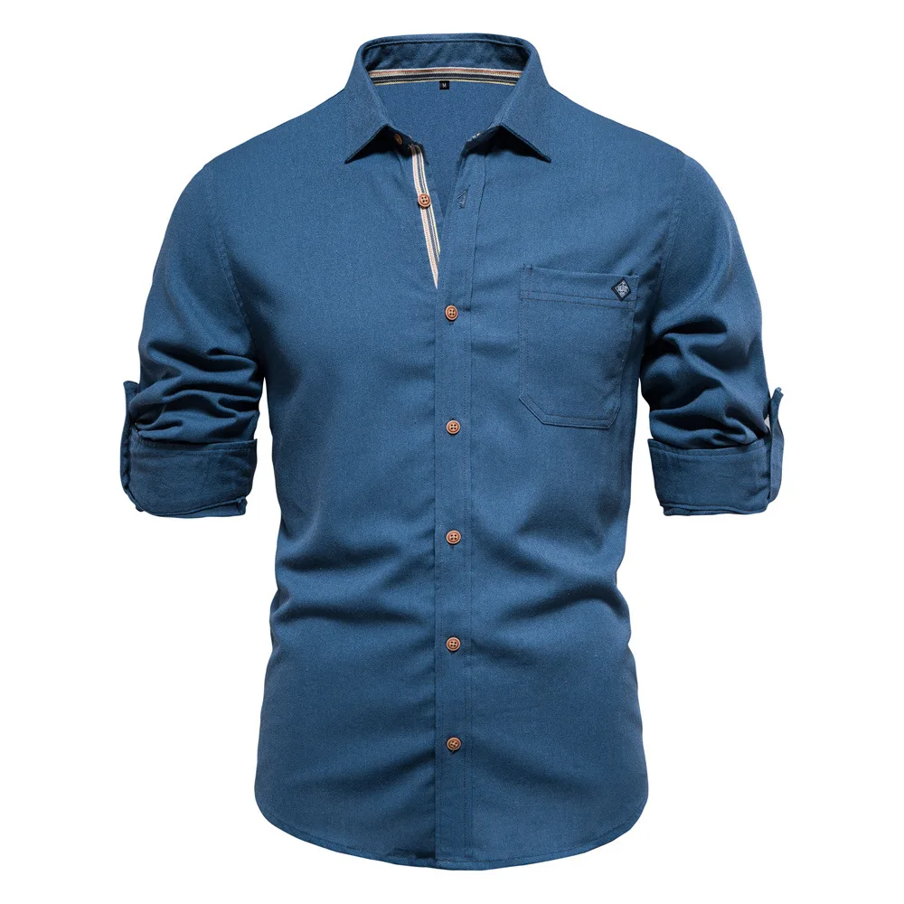 Business Casual Men‘s Shirts 2024 New High Quality Brand Long Sleeve Men Shirts Fashion Tide British Style Loose Slim Blouse