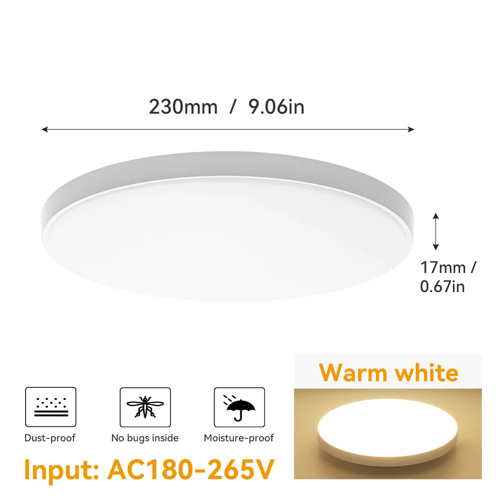 Lámpara de techo LED ultrafina de 37cm, 30W/40W/50W/72W, luces LED para interiores, anillo de luz de techo de estilo moderno para decoración de cocina y habitación, 220V