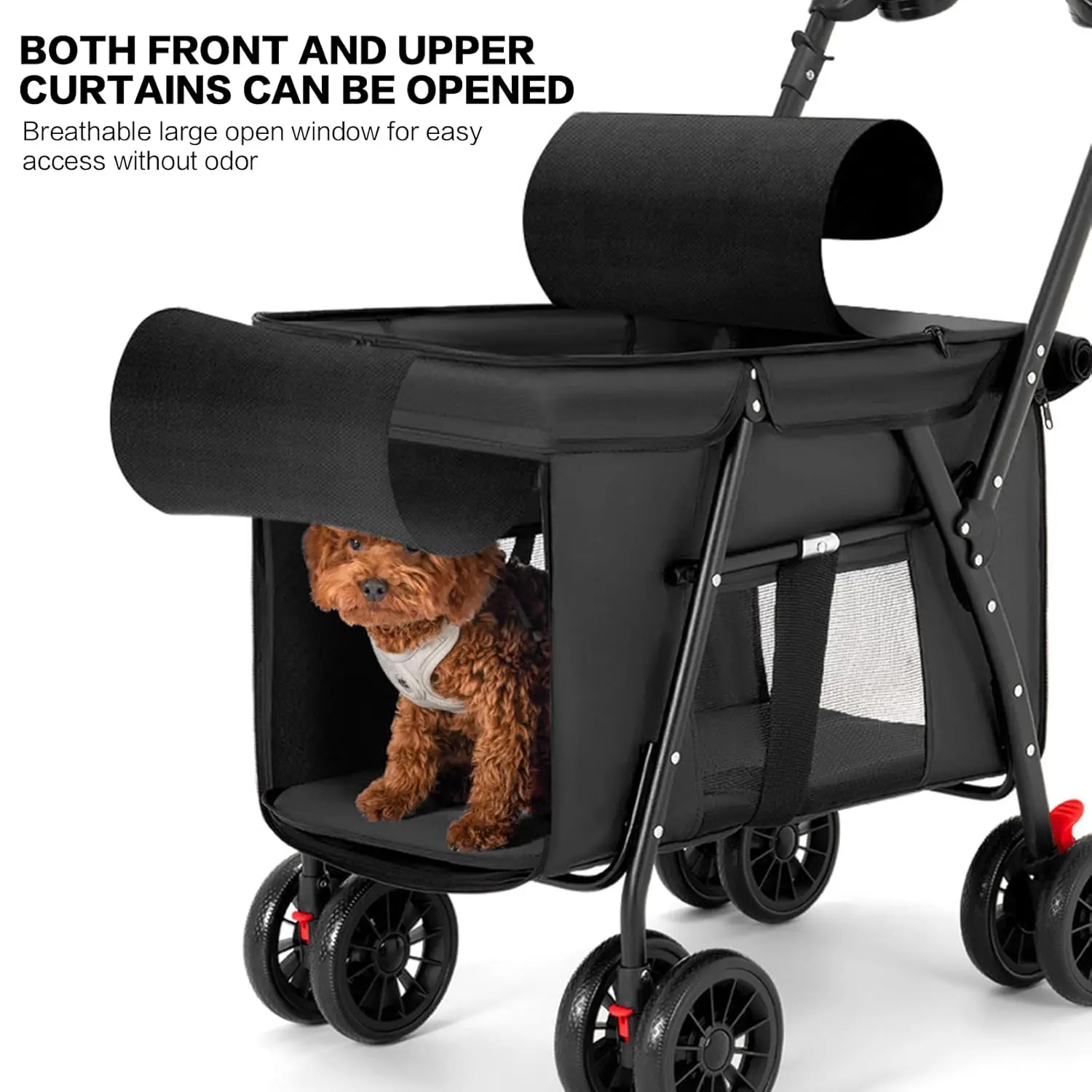 Carrito ligero con ruedas para perro y gato – Plegable - imagen 4