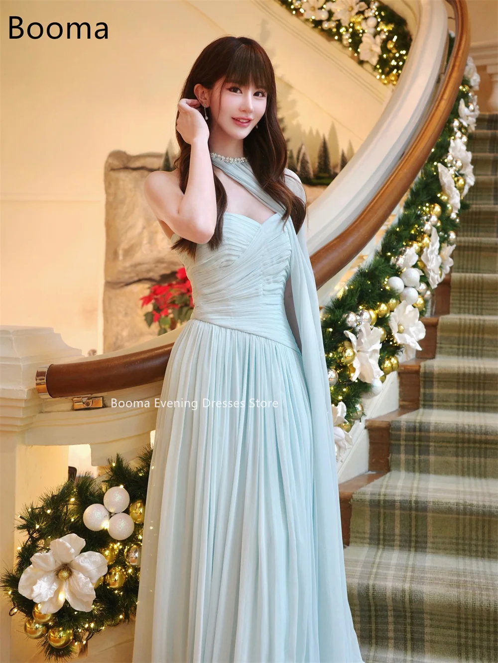 Booma Elegante A-lijn Strapless Plooi Jurken Formele Partij Jassen voor Vrouwen Eenvoudige Vloerlengte Prom Gown Aanpassen 2025