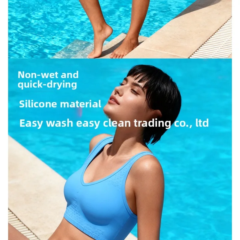 Silicone Women Swim Bikini Set Bra Briefs Underwear Waterproof Quick Dry Skin Friendly High Elasticity Beach Holiday Spring Pool