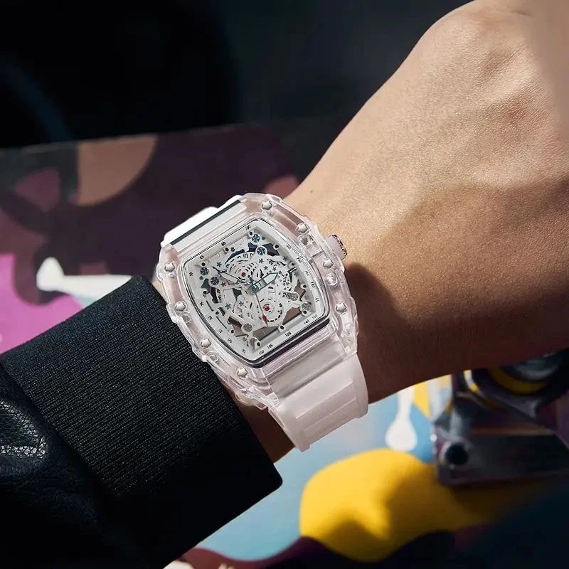 ساعة رجالية رياضية شخصية تريند كوارتز ساعة يد شفافة مقاومة للماء ساعة عصرية للرجال هدية #3