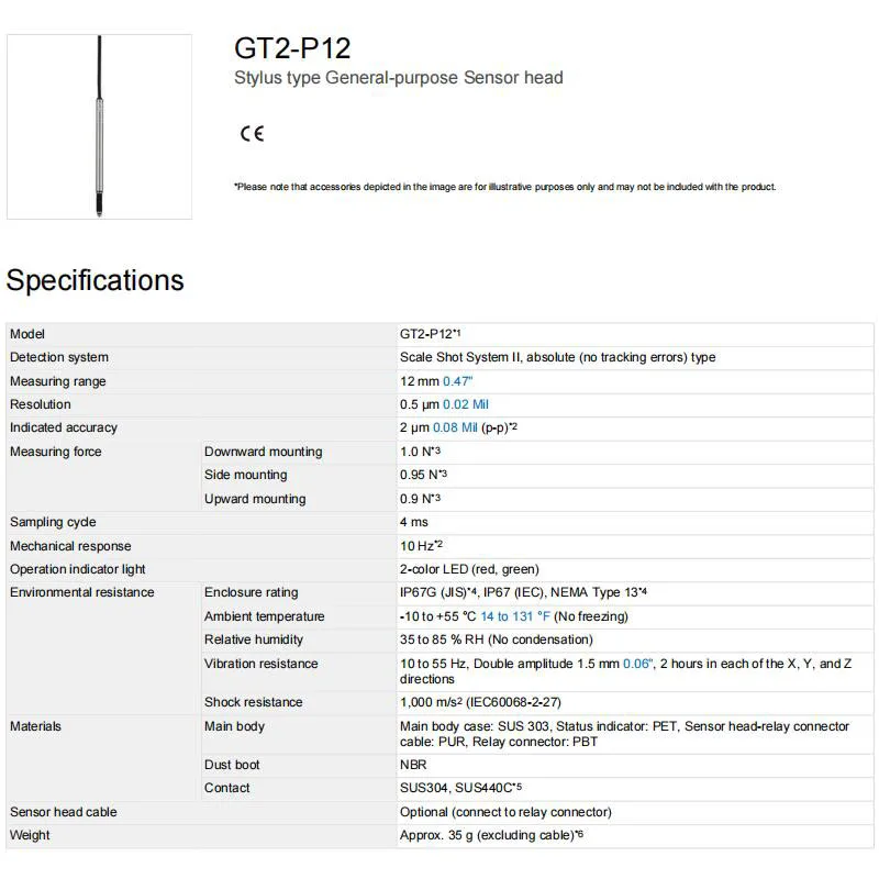 Brand New Genuine GT2-P12 KEYENCE pen-type contact sensor, 100% original warehouse stock