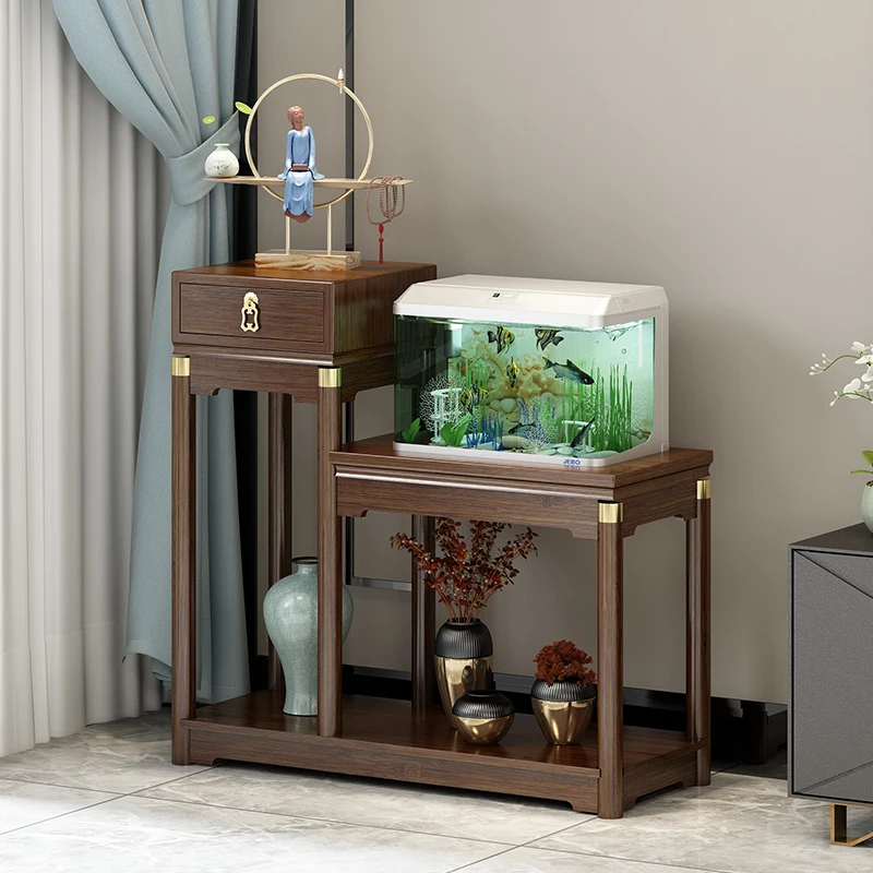 Rak bunga Cina Rak balkon Rak kayu solid Rak pot Ruang tamu sederhana dari lantai hingga langit-langit