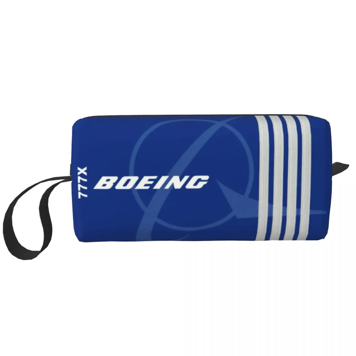 Cute Boeing 777X Captain Stripes Travel Toiletry Bag Women Aviation Aviator Flight Pilot Makeup Cosmetic Beauty Storage Dopp Kit