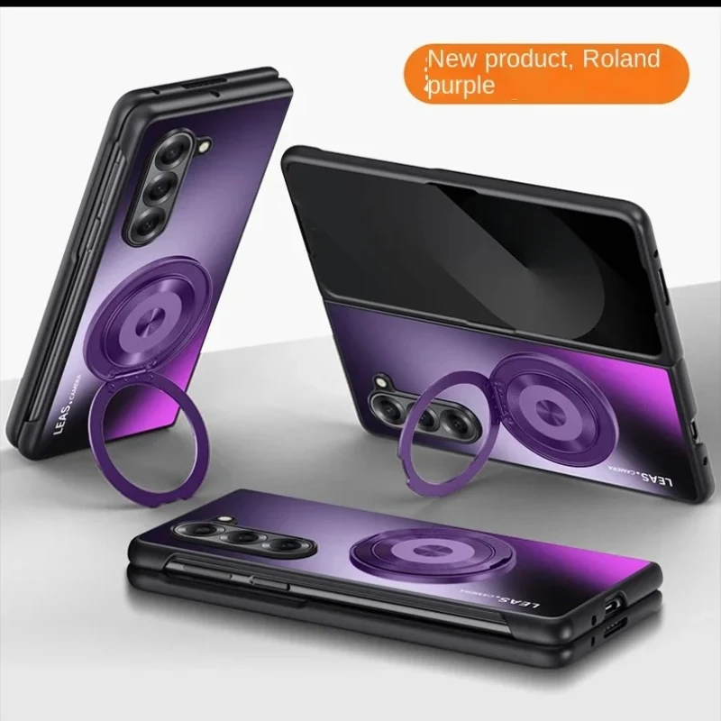 Вращающийся на 360 градусов металлический магнитный кольцевой держатель для телефона для Samsung Galaxy Z Fold 7 6 5 4 3 2, противоударный защитный чехол на задней панели