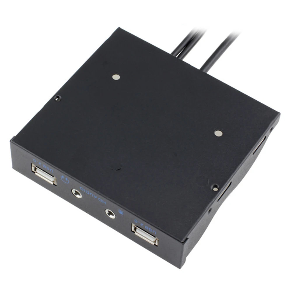 전면 패널 내마모성 9핀 4포트 허브 플로피 베이 PC 케이스 2 USB 2.0 HD 오디오 3.5mm 전면 패널 랙