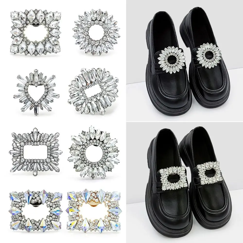 

Wedding Bride Shoe Decorations Clip Glass Crystal Rhinestone Flower Charm Buckle High Heel Removable Buckle Decorative Women