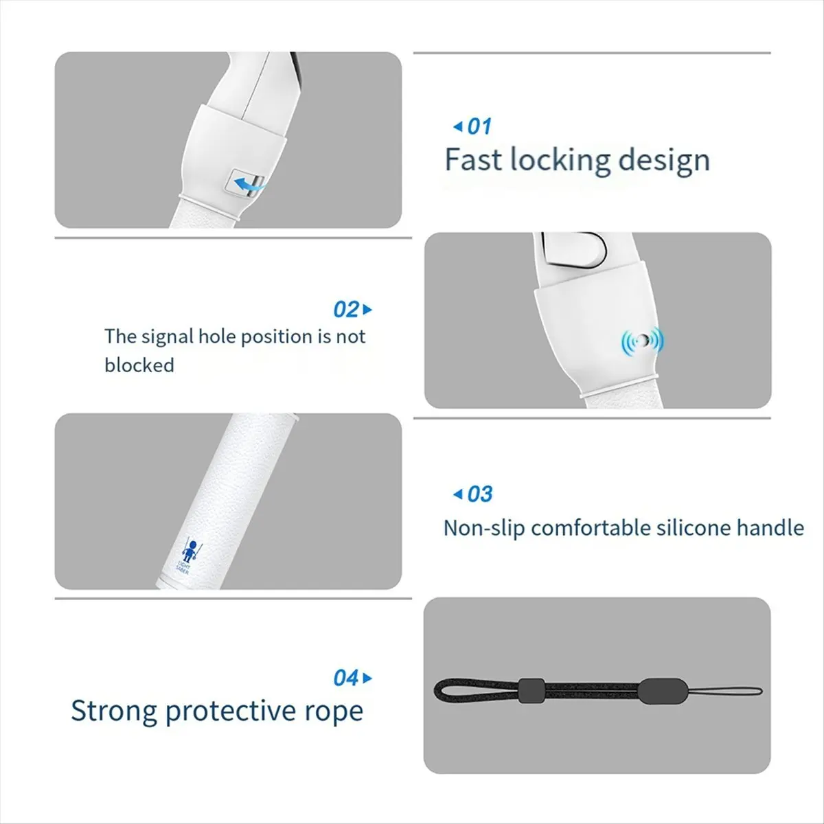 AABFK 5 in 1 VR Controller Adapter for Meta Quest 3 Handle Grips Extensions Long Arms for Quest 3 VR Golf Accessories-White