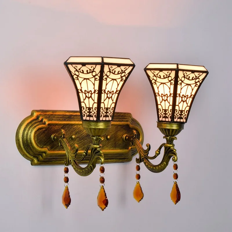 

Tiffany Arabic Style Double-headed Crystal Wall Lamp Handmade Glass Lampshade Decorative Color Wall Lamp