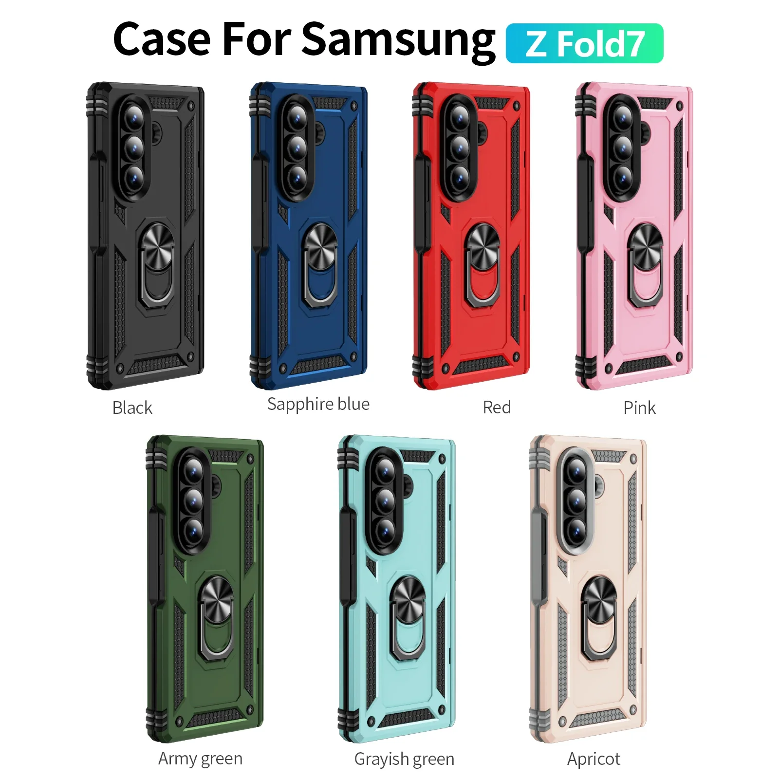 Amor Stoßfeste Hülle für Samsung Galaxy Z Fold 8 Ultra 7 6 5 Harte Ringhalter-Handyhülle mit Scharnierschutz – Detail 1