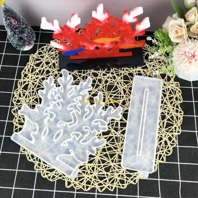 

M4YF 2pcs Coral Fish Resin Ornament Mold Perfect For Enhancing Your Home's Ocean