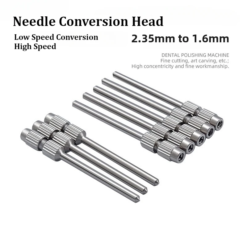 1pcs Stainless Steel Dental Low Speed Conversion High Speed Needle Conversion Head 2.35mm to 1.6mm Dental Drill Burs Adapter
