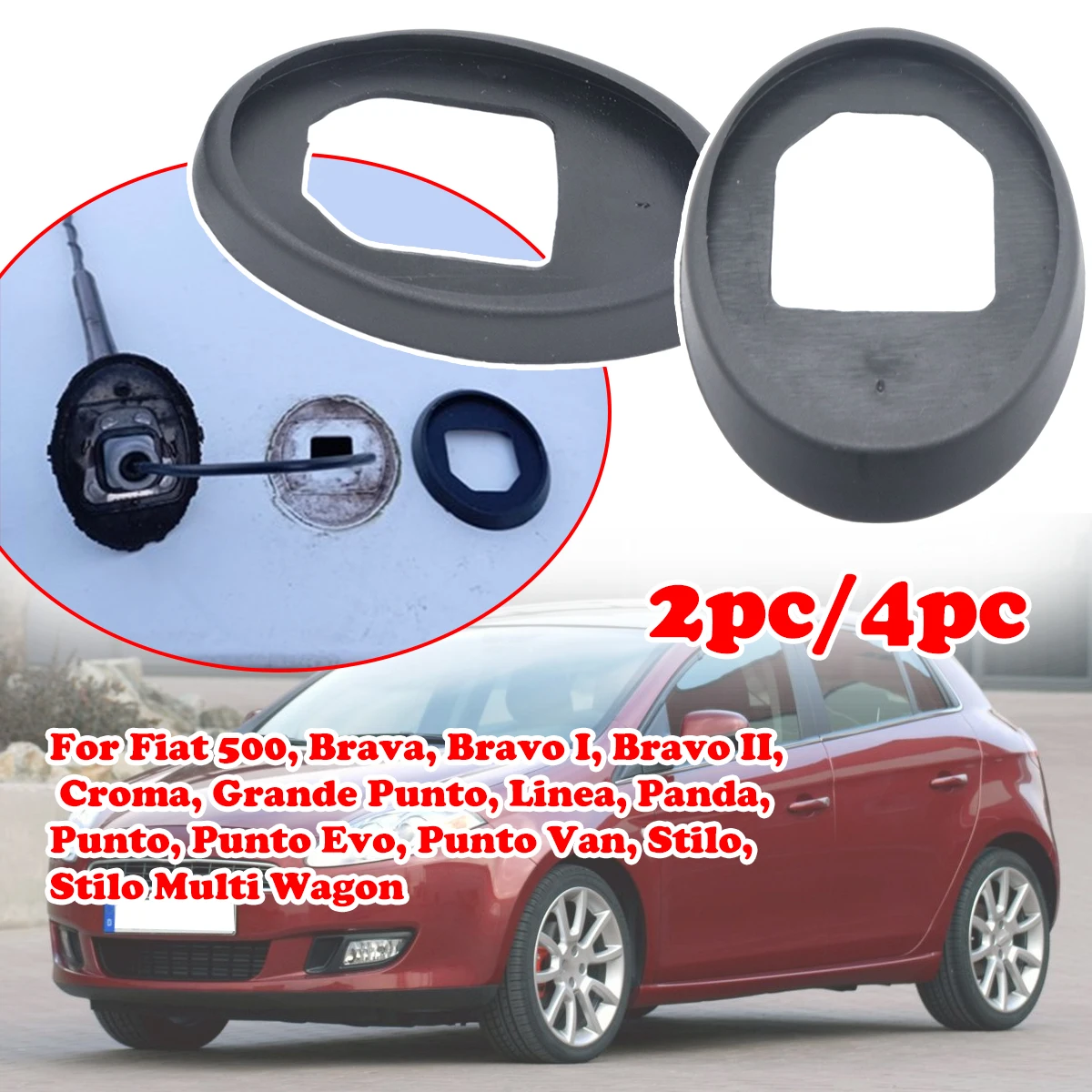 

2/4pcs For Fiat 500 Brava Bravo I II Croma Grande 7M AM/FM Roof Radio Antenna Aerial Base Mast Seal Rod Pad Car replacement part