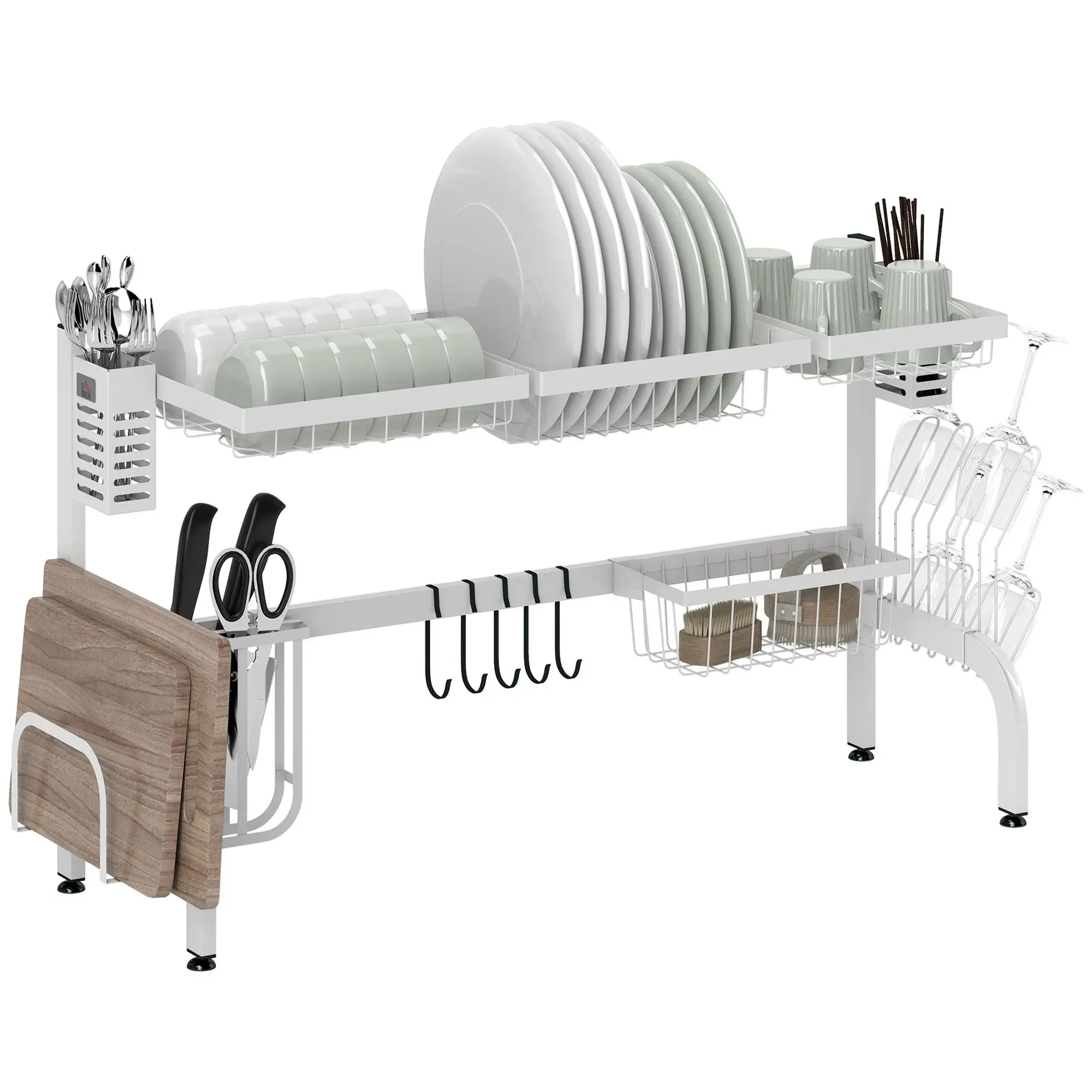 Tendedero de Ropa de Acero Inoxidable con Múltiples Pinzas, Blanco, para Secar Ropa en Casa y Jardín