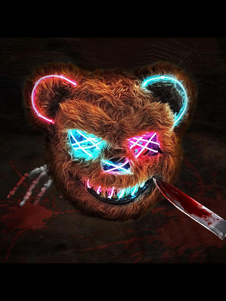 

Luminous Led Mask Halloween Horror New Bloody Rabbit Bloody Bear Bunny Mask Carnival Party Cosplay Horror Dress Up Props Gifts