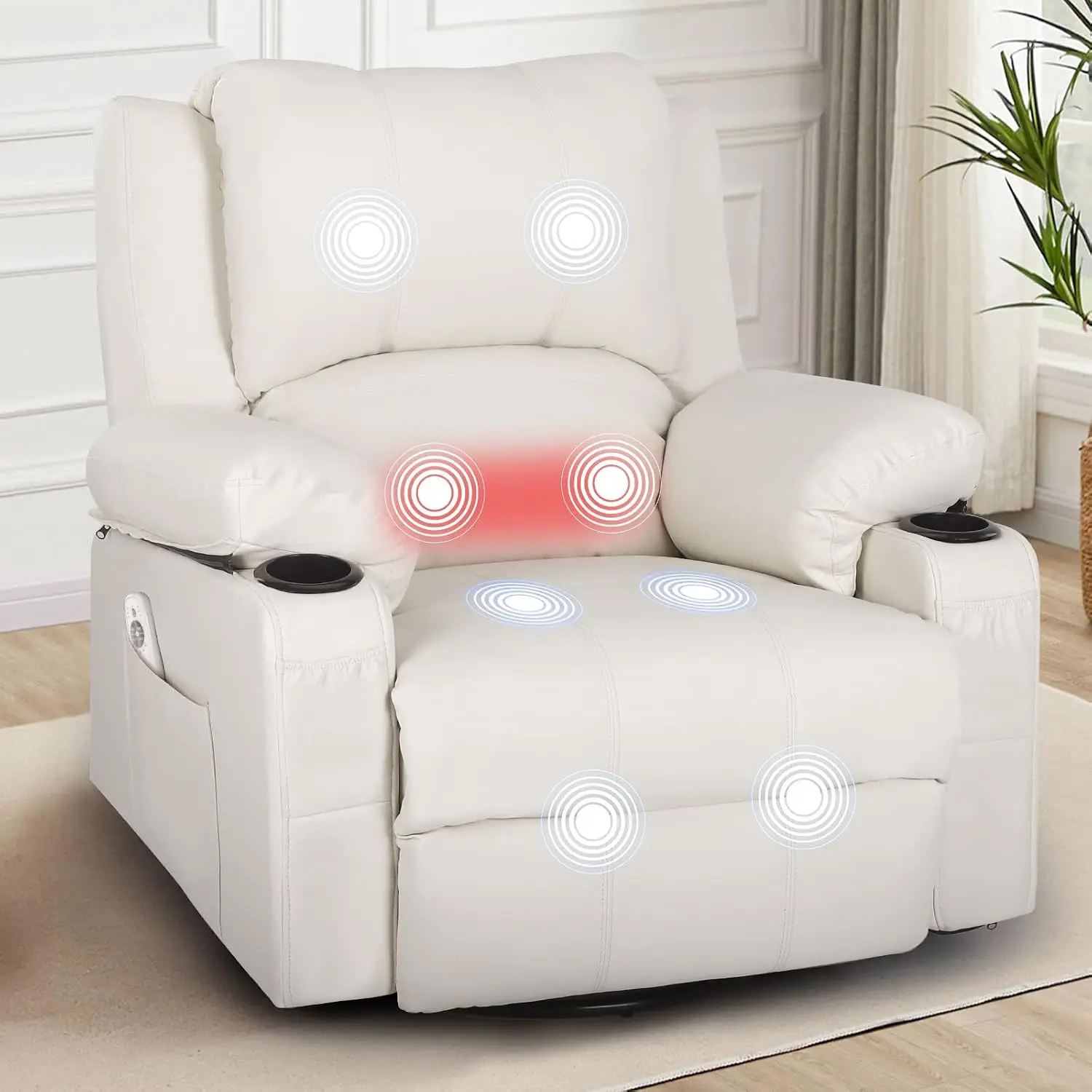 Massage Swivel Rocker Recliner with Heat for Nursery, Customized