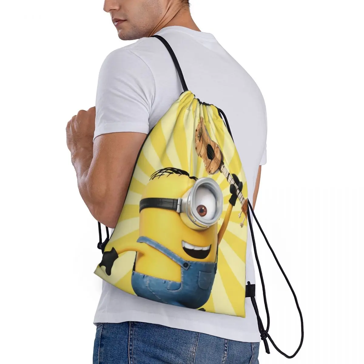 Minions Sport Trekkoord Rugzak Sport Fitness Reizen Outdoor Sackpack Vrouwen En Mannen Grote Capaciteit Gym Zwemstrandtassen