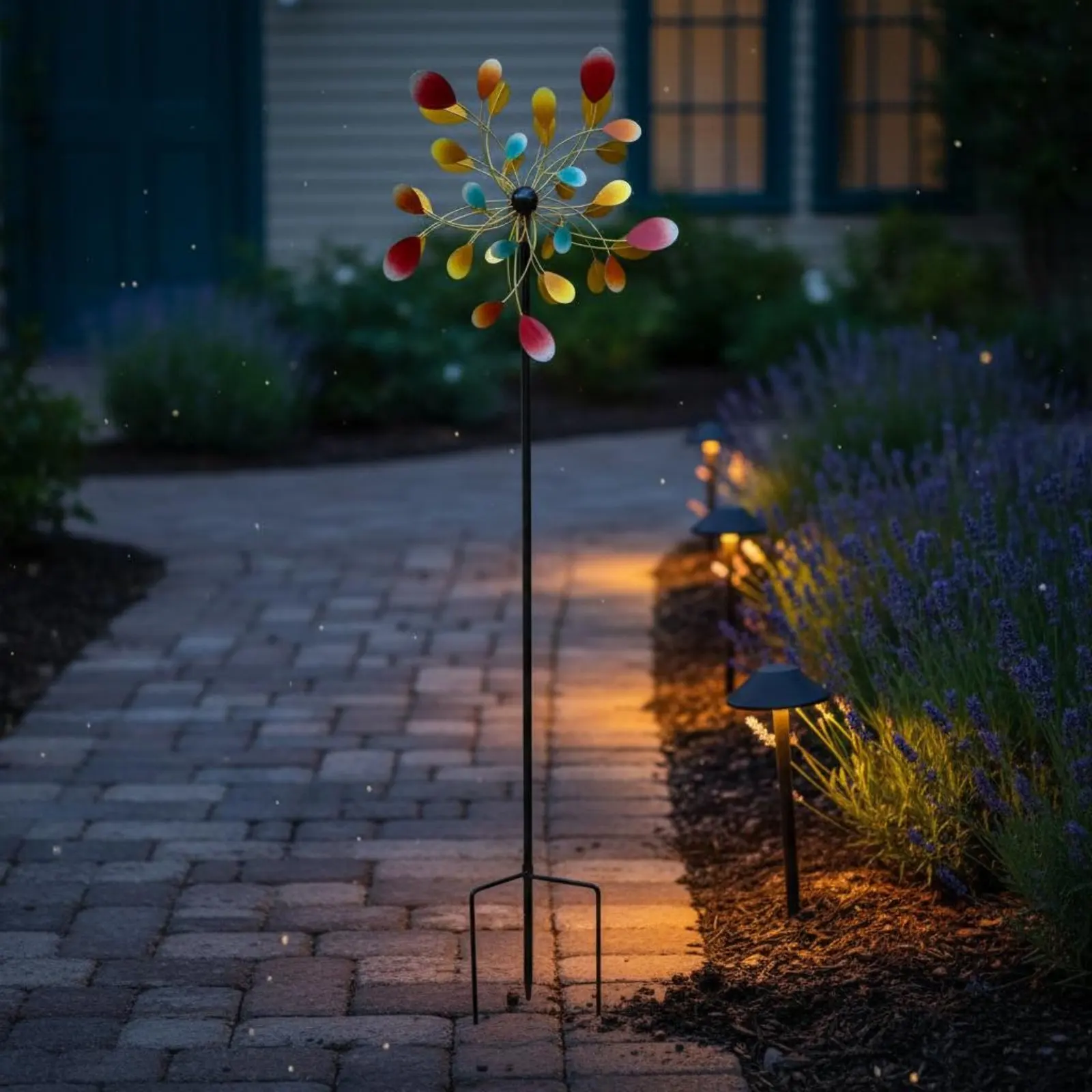 

Prism Foliage Wind Whirler Motion Driven Foliage Wind Sculpture Metal Pinwheel Weather Resistant Garden Pinwheel Long-Lasting